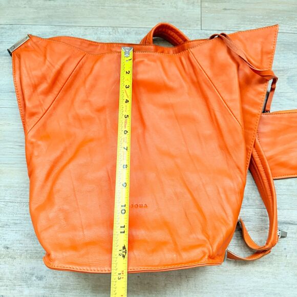 Dissona Italy Design Orange Leather Backpack Bag Attached Wallet Vintage Italian
